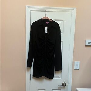 Black Ruched Long Sleeve dress